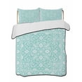 thumbnail image 1 of Quilts Twin Size Bedding Set, Teal Paisley Boho Lightweight Quilted Comforter, Abstract Art Floral Aesthetic Soft Reversible Bedspread Coverlet with Pillow Covers for All Season, 68" x 86", 1 of 7
