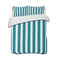 thumbnail image 1 of Quilts Twin Size Bedding Set, Teal Striped Lightweight Quilted Comforter, Simple Art Vertical Stripe Farmhouse Soft Reversible Bedspread Coverlet with Pillow Covers for All Season, 68" x 86", 1 of 7