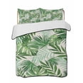thumbnail image 1 of Quilts Twin Size Bedding Set, Tropical Palm Leaves Lightweight Quilted Comforter, Green Monstera Leaf Plants Summer Beige Soft Bedspread Coverlet with Pillow Covers for All Season, 68" x 86", 1 of 7