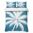 thumbnail image 1 of Quilts Twin Size Bedding Set, Tropical Palm Tree Lightweight Quilted Comforter, Turquoise Summer Coastal Coconut Leaves Soft Reversible Bedspread Coverlet with Pillow Covers for All Season, 68" x 86", 1 of 9
