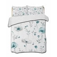 thumbnail image 1 of Quilts Twin Size Bedding Set, Turquoise Flowers Lightweight Quilted Comforter, Farmhouse Spring Botanical Floral Soft Reversible Bedspread Coverlet with Pillow Covers for All Season, 68" x 86", 1 of 7