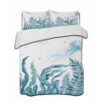 thumbnail image 1 of Quilts Twin Size Bedding Set, Turquoise Jellyfish Coastal Lightweight Quilted Comforter, Summer Beach Ocean Seaweed Soft Reversible Bedspread Coverlet with Pillow Covers for All Season, 68" x 86", 1 of 7