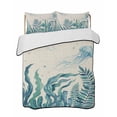 thumbnail image 1 of Quilts Twin Size Bedding Set, Turquoise Jellyfish Coastal Lightweight Quilted Comforter, Summer Ocean Seaweed Rustic Soft Reversible Bedspread Coverlet with Pillow Covers for All Season, 68" x 86", 1 of 7