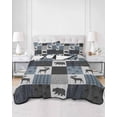 thumbnail image 1 of Quilts Twin Size, Blue Cabin Check Soft Comforter Bedding Set for Bed, Rustic Bear Elk Farmhouse Buffalo Plaid Lightweight Quilted Bedspread with Pillow Cover(2 Pieces) for All Season, 68x86 Inch, 1 of 6