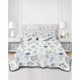 thumbnail image 1 of Quilts Twin Size, Blue Floral Spring Soft Comforter Bedding Set for Bed, Pine Needles Green Botanical Chic Lightweight Quilted Bedspread with Pillow Cover(2 Pieces) for All Season, 68x86 Inch, 1 of 9