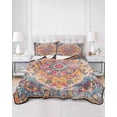 thumbnail image 1 of Quilts Twin Size, Blue Pink Soft Comforter Bedding Set for Bed, Boho Middle Century Geometric Abstract Lightweight Quilted Bedspread with Pillow Cover(2 Pieces) for All Season, 68x86 Inch, 1 of 6