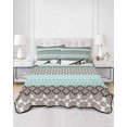 thumbnail image 1 of Quilts Twin Size, Boho Geometric Soft Comforter Bedding Set for Bed, Turquoise Green Brown Tribal Stripes Lightweight Quilted Bedspread with Pillow Cover(2 Pieces) for All Season, 68x86 Inch, 1 of 6