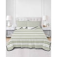 thumbnail image 1 of Quilts Twin Size, Boho Sage Green Stripe Soft Comforter Bedding Set for Bed, Abstract Geometric White Minimalist Lightweight Quilted Bedspread with Pillow Cover(2 Pieces) for All Season, 68x86 Inch, 1 of 6