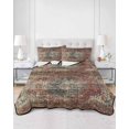thumbnail image 1 of Quilts Twin Size, Boho Vintage Soft Comforter Bedding Set for Bed, Retro Flowers Modern Geometric Abstract Art Lightweight Quilted Bedspread with Pillow Cover(2 Pieces) for All Season, 68x86 Inch, 1 of 6