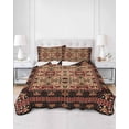 thumbnail image 1 of Quilts Twin Size, Brown Red Boho Soft Comforter Bedding Set for Bed, Vintage Geometric Abstract Art Lightweight Quilted Bedspread with Pillow Cover(2 Pieces) for All Season, 68x86 Inch, 1 of 6