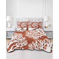 thumbnail image 1 of Quilts Twin Size, Burnt Orange Coastal Coral Soft Comforter Bedding Set for Bed, Summer Nautical Sea Beach Ocean Lightweight Quilted Bedspread with Pillow Cover(2 Pieces) for All Season, 68x86 Inch, 1 of 9