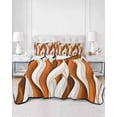 thumbnail image 1 of Quilts Twin Size, Burnt Orange White Moire Soft Comforter Bedding Set for Bed, Modern Abstract Art Lightweight Quilted Bedspread with Pillow Cover(2 Pieces) for All Season, 68x86 Inch, 1 of 6