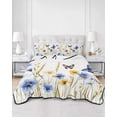 thumbnail image 1 of Quilts Twin Size, Butterflies Floral Soft Comforter Bedding Set for Bed, Country Plants Wildflower Leaves Lightweight Quilted Bedspread with Pillow Cover(2 Pieces) for All Season, 68x86 Inch, 1 of 6