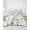 thumbnail image 1 of Quilts Twin Size, Eucalyptus Leaves Soft Comforter Bedding Set for Bed, Green Gold Spring Botanical Branch Lightweight Quilted Bedspread with Pillow Cover(2 Pieces) for All Season, 68x86 Inch, 1 of 6