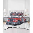 thumbnail image 1 of Quilts Twin Size, Fire Trucks Soft Comforter Bedding Set for Bed, Modern Cartoons Vehicles Lightweight Quilted Bedspread with Pillow Cover(2 Pieces) for All Season, 68x86 Inch, 1 of 6