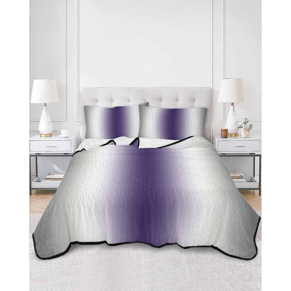 Quilts Twin Size, Gray Purple Soft Comforter Bedding Set for Bed, Modern Gradient Geometric Lightweight Quilted Bedspread with Pillow Cover(2 Pieces) for All Season, 68x86 Inch