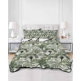 thumbnail image 1 of Quilts Twin Size, Green Tropical Leaves Soft Comforter Bedding Set for Bed, Summer Palm Trees Botanical Lightweight Quilted Bedspread with Pillow Cover(2 Pieces) for All Season, 68x86 Inch, 1 of 6