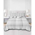 thumbnail image 1 of Quilts Twin Size, Grey Checkered Soft Comforter Bedding Set for Bed, Summer Modern Minimalist Lightweight Quilted Bedspread with Pillow Cover(2 Pieces) for All Season, 68x86 Inch, 1 of 9