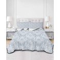 thumbnail image 1 of Quilts Twin Size, Haze Blue Boho Soft Comforter Bedding Set for Bed, Neutral Middle Century Turkish Pattern Lightweight Quilted Bedspread with Pillow Cover(2 Pieces) for All Season, 68x86 Inch, 1 of 6