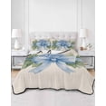thumbnail image 1 of Quilts Twin Size, Hydrangea Flower Soft Comforter Bedding Set for Bed, Pastoral Blue Bow Floral Spring Lraf Lightweight Quilted Bedspread with Pillow Cover(2 Pieces) for All Season, 68x86 Inch, 1 of 6