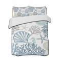thumbnail image 1 of Quilts Twin Size, Navy Blue Teal Coastal Soft Comforter Bedding Set for Bed, Summer Beach Coral Shell Ocean Lightweight Quilted Bedspread with Pillow Cover(2 Pieces) for All Season, 68x86 Inch, 1 of 6
