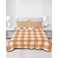 thumbnail image 1 of Quilts Twin Size, Orange Plaid Soft Comforter Bedding Set for Bed, Gradient Geometric Buffalo White Checkered Lightweight Quilted Bedspread with Pillow Cover(2 Pieces) for All Season, 68x86 Inch, 1 of 6