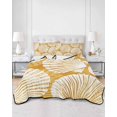 thumbnail image 1 of Quilts Twin Size, Orange Scallop Coastal Soft Comforter Bedding Set for Bed, Summer Beach Nautical Lightweight Quilted Bedspread with Pillow Cover(2 Pieces) for All Season, 68x86 Inch, 1 of 9