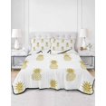 thumbnail image 1 of Quilts Twin Size, Pineapple Soft Comforter Bedding Set for Bed, Modern Abstract Yellow Fruits Textured Lightweight Quilted Bedspread with Pillow Cover(2 Pieces) for All Season, 68x86 Inch, 1 of 6