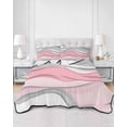 thumbnail image 1 of Quilts Twin Size, Pink Gray Ombre Soft Comforter Bedding Set for Bed, Modern Abstract Moire Art Geometric Lightweight Quilted Bedspread with Pillow Cover(2 Pieces) for All Season, 68x86 Inch, 1 of 6