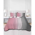 thumbnail image 1 of Quilts Twin Size, Pink Gray Ombre Soft Comforter Bedding Set for Bed, Vintage Country Wooden Lightweight Quilted Bedspread with Pillow Cover(2 Pieces) for All Season, 68x86 Inch, 1 of 6