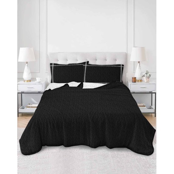 Quilts Twin Size, Pure Black Soft Comforter Bedding Set for Bed, Simple Solid Color Lightweight Quilted Bedspread with Pillow Cover(2 Pieces) for All Season, 68x86 Inch