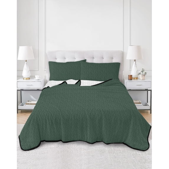Quilts Twin Size, Pure Hunter Green Soft Comforter Bedding Set for Bed, Modern Solid Color Minimalist Art Lightweight Quilted Bedspread with Pillow Cover(2 Pieces) for All Season, 68x86 Inch