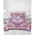 thumbnail image 1 of Quilts Twin Size, Purple Orange Boho Soft Comforter Bedding Set for Bed, Ethnic Geometric Middle Century Art Lightweight Quilted Bedspread with Pillow Cover(2 Pieces) for All Season, 68x86 Inch, 1 of 6