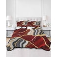 thumbnail image 1 of Quilts Twin Size, Red Marble Soft Comforter Bedding Set for Bed, Grey Gold Texture Vintage Farmhouse Art Lightweight Quilted Bedspread with Pillow Cover(2 Pieces) for All Season, 68x86 Inch, 1 of 6