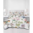 thumbnail image 1 of Quilts Twin Size, Spring Bird Floral Soft Comforter Bedding Set for Bed, Summer Birds Flowers Watercolor Lightweight Quilted Bedspread with Pillow Cover(2 Pieces) for All Season, 68x86 Inch, 1 of 6