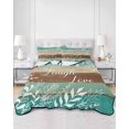 thumbnail image 1 of Quilts Twin Size, Teal Green Brown Botanical Soft Comforter Bedding Set for Bed, Farmhouse Wooden Leaves Lightweight Quilted Bedspread with Pillow Cover(2 Pieces) for All Season, 68x86 Inch, 1 of 9