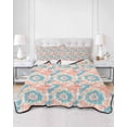 thumbnail image 1 of Quilts Twin Size, Teal Orange Soft Comforter Bedding Set for Bed, Modern Tie Dyeing Contemporary Abstract Art Lightweight Quilted Bedspread with Pillow Cover(2 Pieces) for All Season, 68x86 Inch, 1 of 6