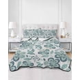 thumbnail image 1 of Quilts Twin Size, Teal Paisley Floral Soft Comforter Bedding Set for Bed, Boho Vintage Flowers Ethnic Lightweight Quilted Bedspread with Pillow Cover(2 Pieces) for All Season, 68x86 Inch, 1 of 6