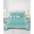 thumbnail image 1 of Quilts Twin Size, Turquoise Botanical Soft Comforter Bedding Set for Bed, Vintage Florals Geometric Minimalist Lightweight Quilted Bedspread with Pillow Cover(2 Pieces) for All Season, 68x86 Inch, 1 of 7
