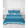 thumbnail image 1 of Quilts Twin Size, Turquoise Teal Ombre Soft Comforter Bedding Set for Bed, Farmhouse Modern Abstract Striped Lightweight Quilted Bedspread with Pillow Cover(2 Pieces) for All Season, 68x86 Inch, 1 of 6