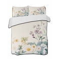 thumbnail image 1 of Quilts Twin Size, Watercolor Flowers Beige Soft Comforter Bedding Set for Bed, Spring Summer Retro Botanical Lightweight Quilted Bedspread with Pillow Cover(2 Pieces) for All Season, 68x86 Inch, 1 of 6