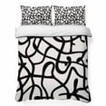 thumbnail image 1 of Quilts Twin XL Size Bedding Set, Abstract Black Lightweight Quilted Comforter, Bold Lines Modern Vines Swirls Graphic Soft Reversible Bedspread Coverlet with Pillow Covers for All Season, 68" x 98", 1 of 9