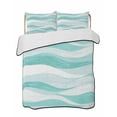 thumbnail image 1 of Quilts Twin-XL Size Bedding Set, Aqua Ombre Lightweight Quilted Comforter, Modern Moire Abstract Art Aesthetics Soft Reversible Bedspread Coverlet with Pillow Covers for All Season, 68" x 98", 1 of 7