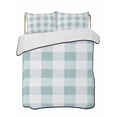 thumbnail image 1 of Quilts Twin-XL Size Bedding Set, Aqua Plaid Lightweight Quilted Comforter, Spring Summer Farmhouse Buffalo Checkered Soft Reversible Bedspread Coverlet with Pillow Covers for All Season, 68" x 98", 1 of 7