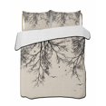 thumbnail image 1 of Quilts Twin-XL Size Bedding Set, Beige Black Branches Lightweight Quilted Comforter, Botanical Dead Tree Birds Soft Reversible Bedspread Coverlet with Pillow Covers for All Season, 68" x 98", 1 of 7