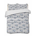 thumbnail image 1 of Quilts Twin-XL Size Bedding Set, Blue Coastal Nautical Lightweight Quilted Comforter, Summer Ocean Sea Vintage Wooden Grain Soft Bedspread Coverlet with Pillow Covers for All Season, 68" x 98", 1 of 7