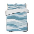 thumbnail image 1 of Quilts Twin-XL Size Bedding Set, Blue Ombre Lightweight Quilted Comforter, Modern Moire Abstract Art Aesthetics Soft Reversible Bedspread Coverlet with Pillow Covers for All Season, 68" x 98", 1 of 7