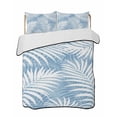 thumbnail image 1 of Quilts Twin-XL Size Bedding Set, Blue Palm Leaf Lightweight Quilted Comforter, Summer Coastal Botanical Tropical Soft Reversible Bedspread Coverlet with Pillow Covers for All Season, 68" x 98", 1 of 7