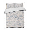 thumbnail image 1 of Quilts Twin-XL Size Bedding Set, Blue Shell Coastal Lightweight Quilted Comforter, Nautical Seaside Ocean Summer Beach Soft Reversible Bedspread Coverlet with Pillow Covers for All Season, 68" x 98", 1 of 7