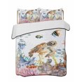 thumbnail image 1 of Quilts Twin-XL Size Bedding Set, Brown Turtle Coastal Lightweight Quilted Comforter, Summer Beach Coral Seahorse Botanical Soft Bedspread Coverlet with Pillow Covers for All Season, 68" x 98", 1 of 7